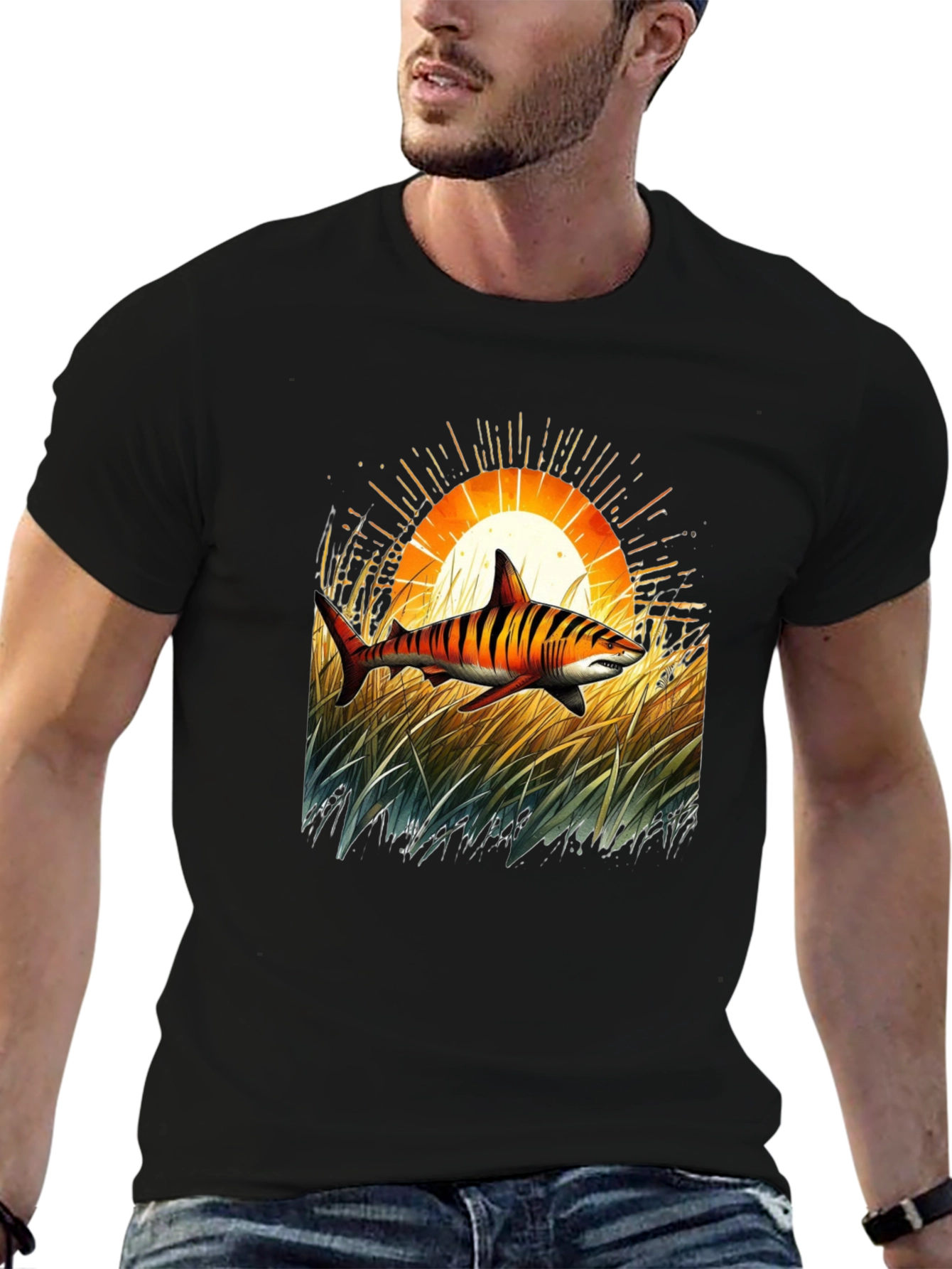 Tiger Shark Sunset Graphic Tee