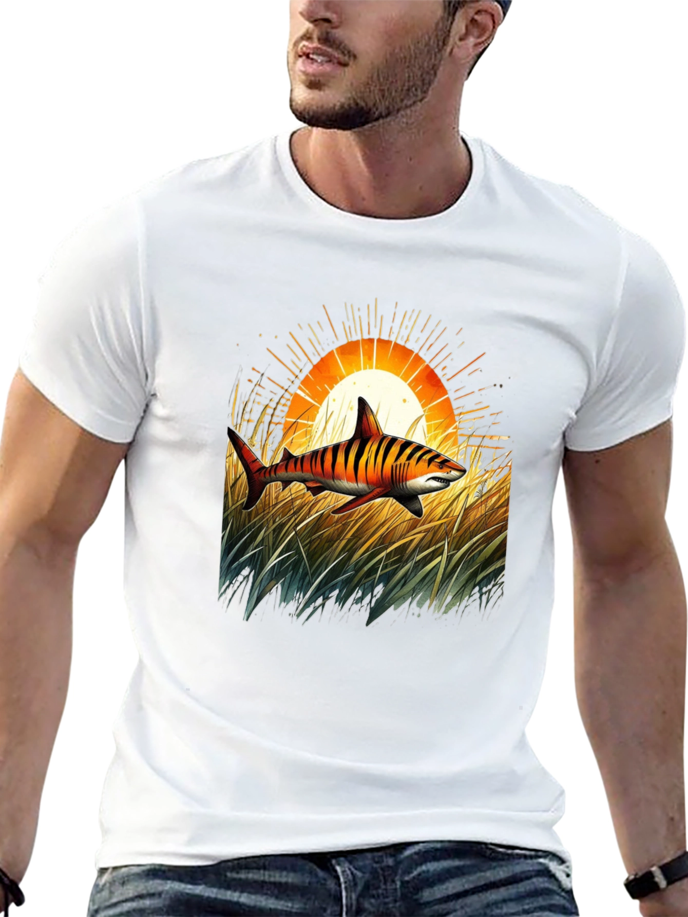 Tiger Shark Sunset Graphic Tee