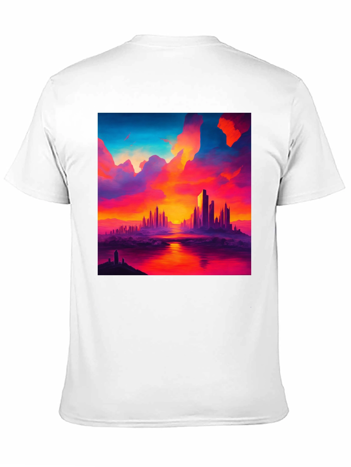 Sunset Cityscape Graphic Tee - Vibrant Black T-Shirt