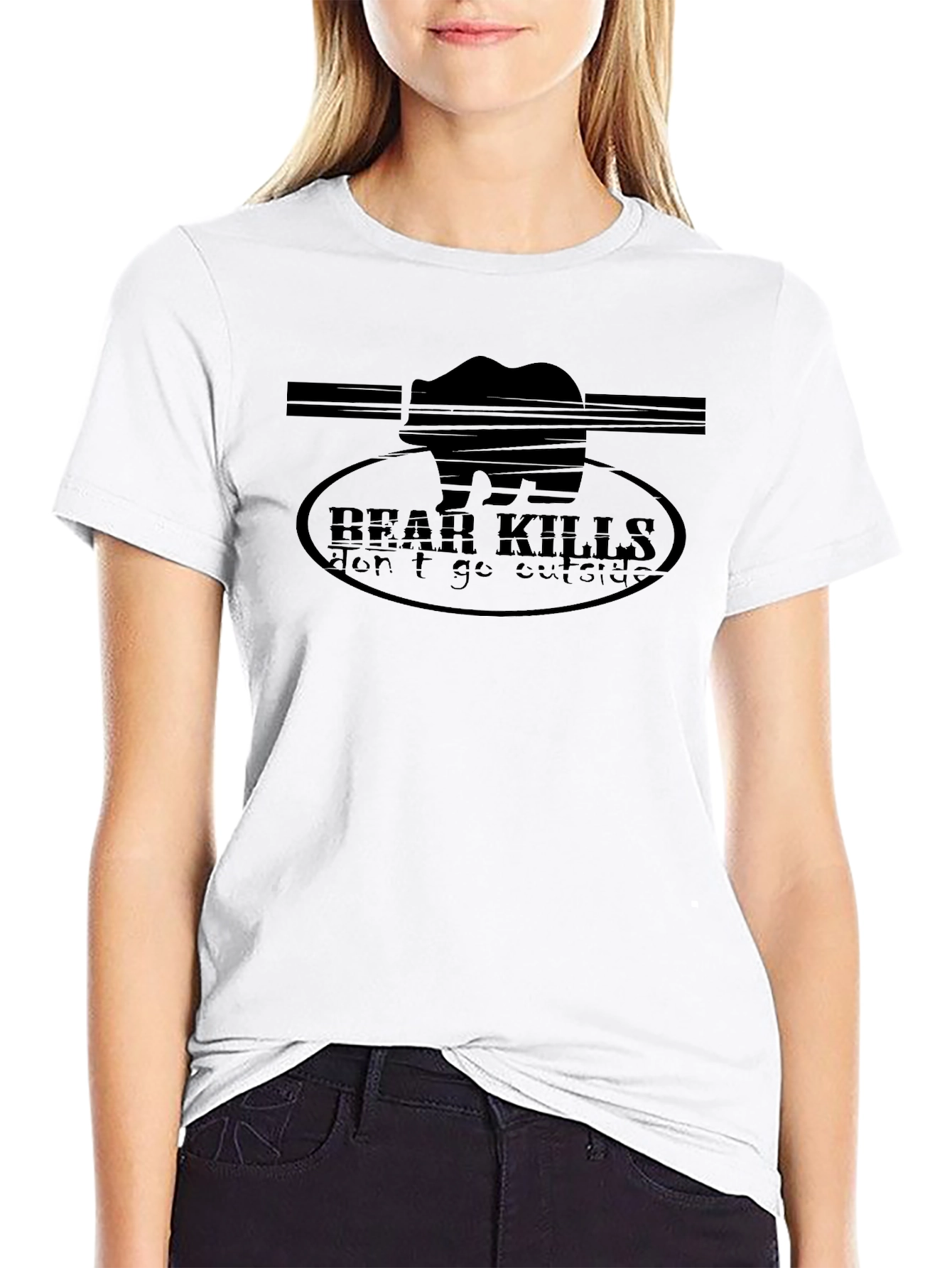 Bear Kills Dont Go Outside Graphic T-Shirt