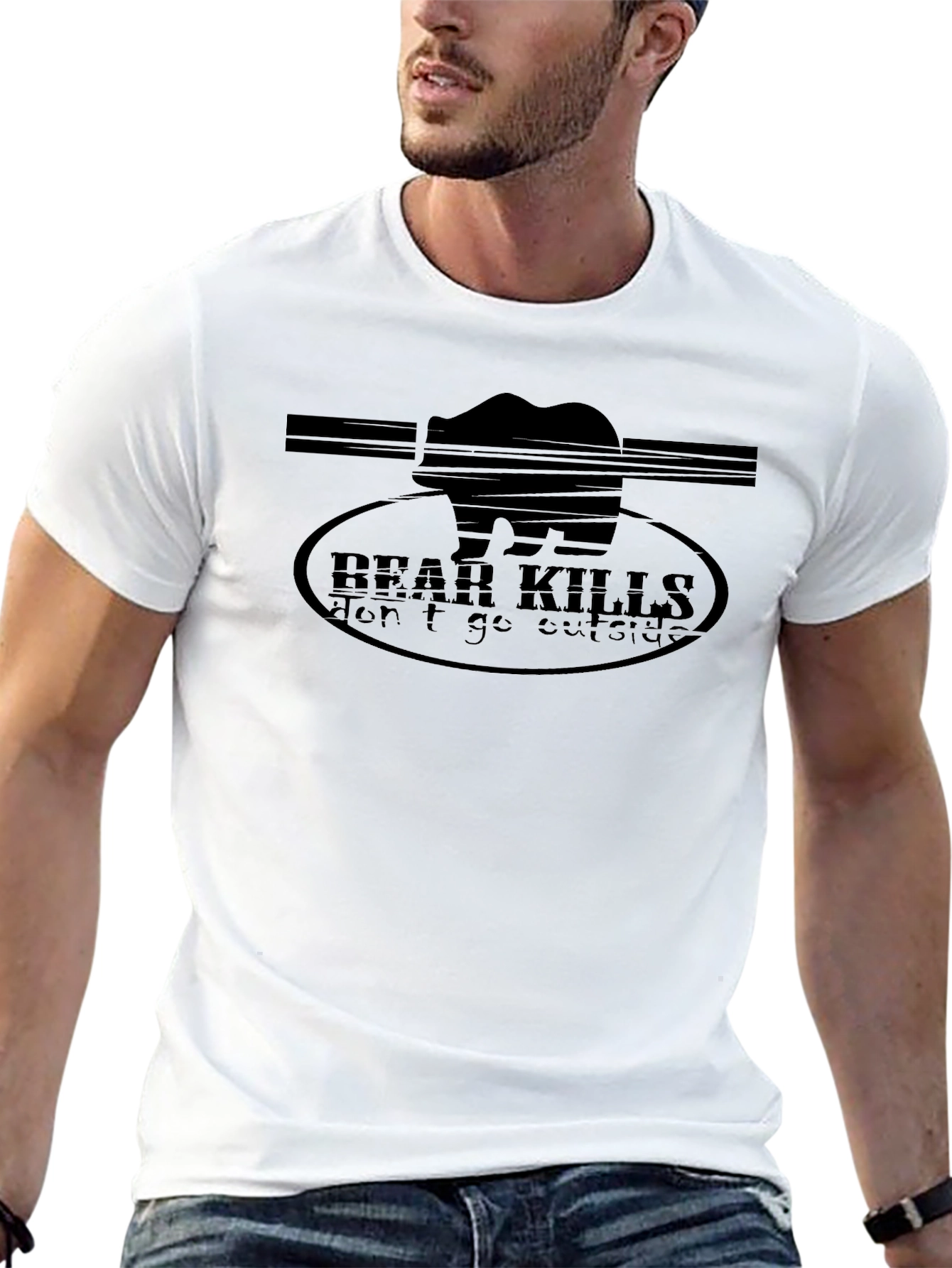 Bear Kills Dont Go Outside Graphic T-Shirt