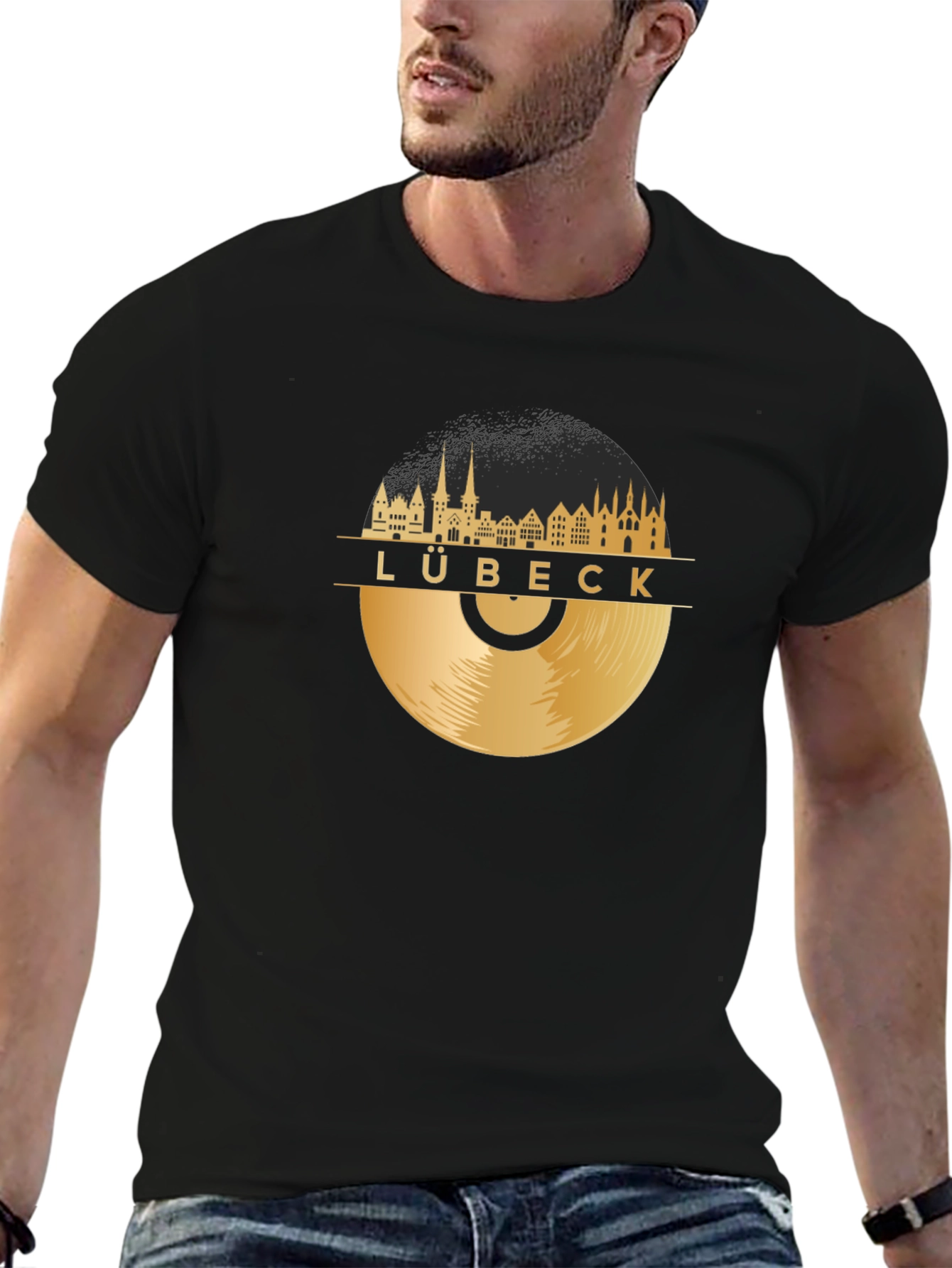 Lübeck City Skyline Record T-Shirt