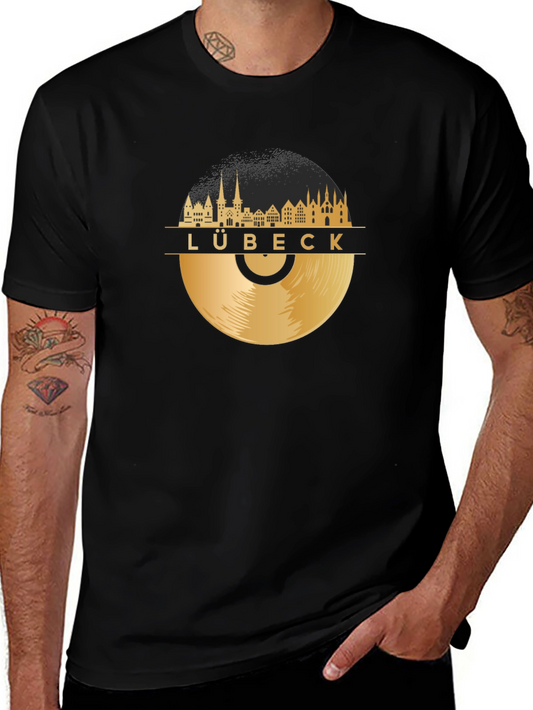 Lübeck City Skyline Record T-Shirt