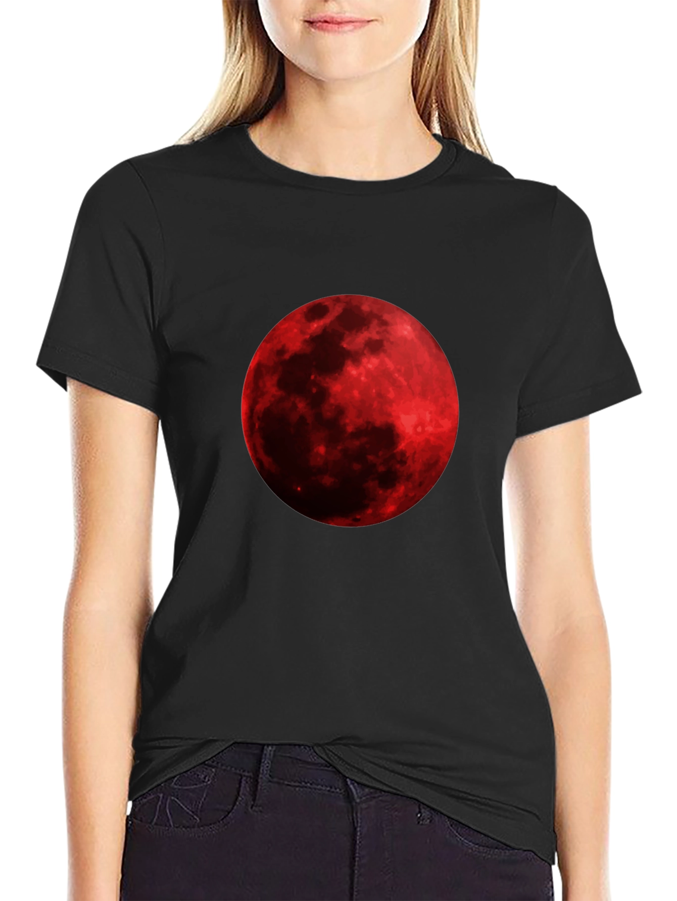 Blood Moon Graphic Tee - Black Cotton T-Shirt