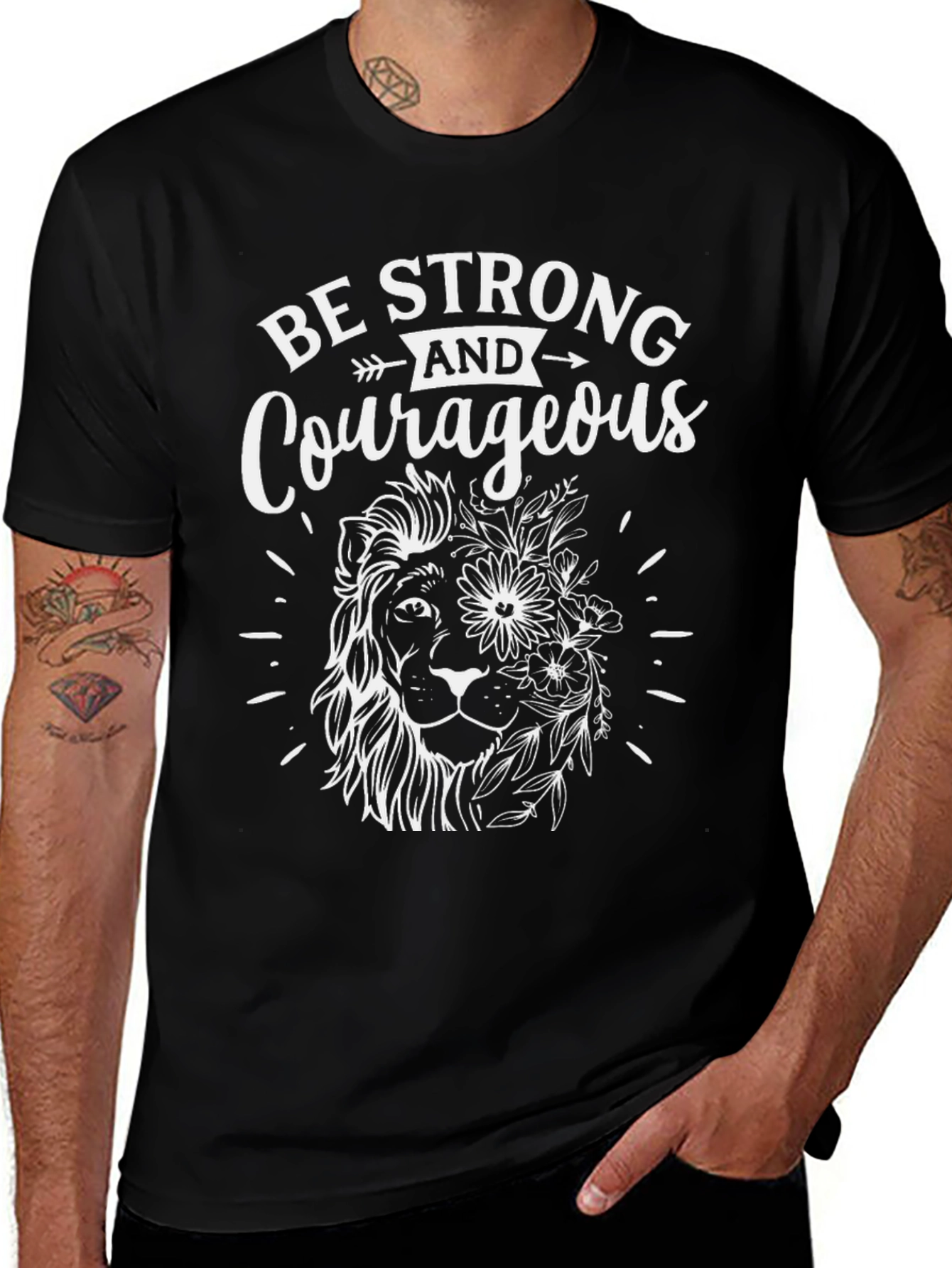 Be Strong & Courageous Lion Graphic Tee