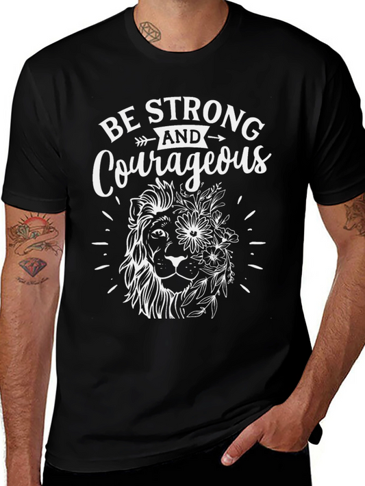 Be Strong & Courageous Lion Graphic Tee