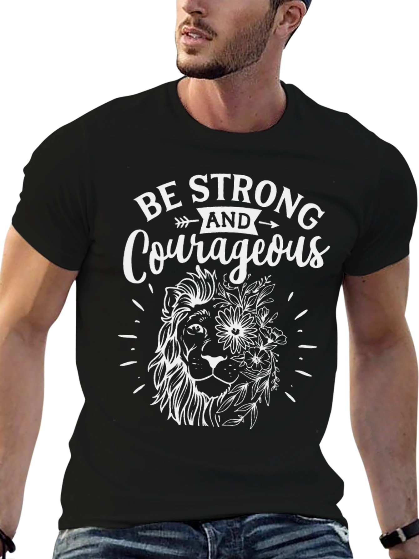 Be Strong & Courageous Lion Graphic Tee