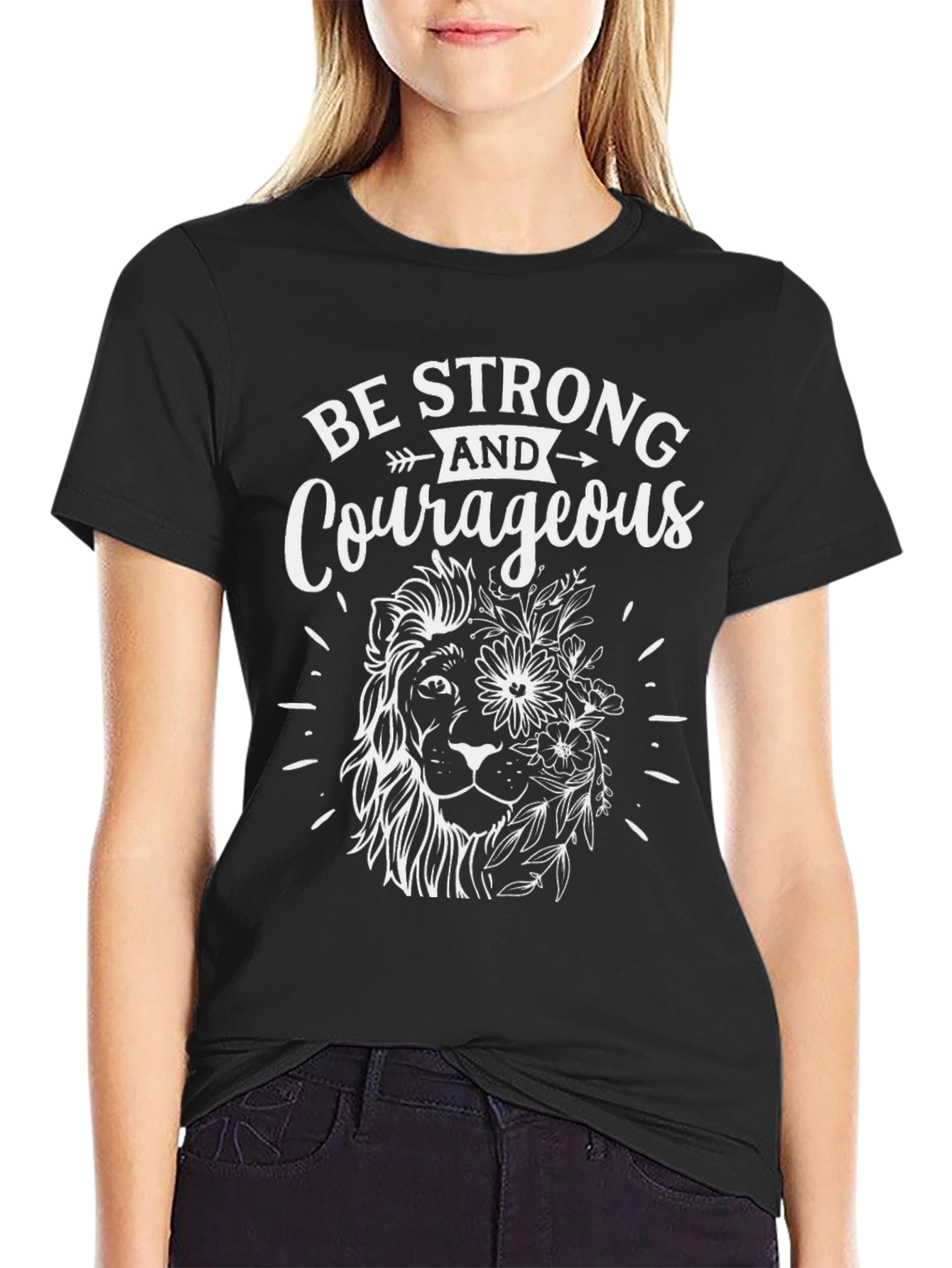 Be Strong & Courageous Lion Graphic Tee