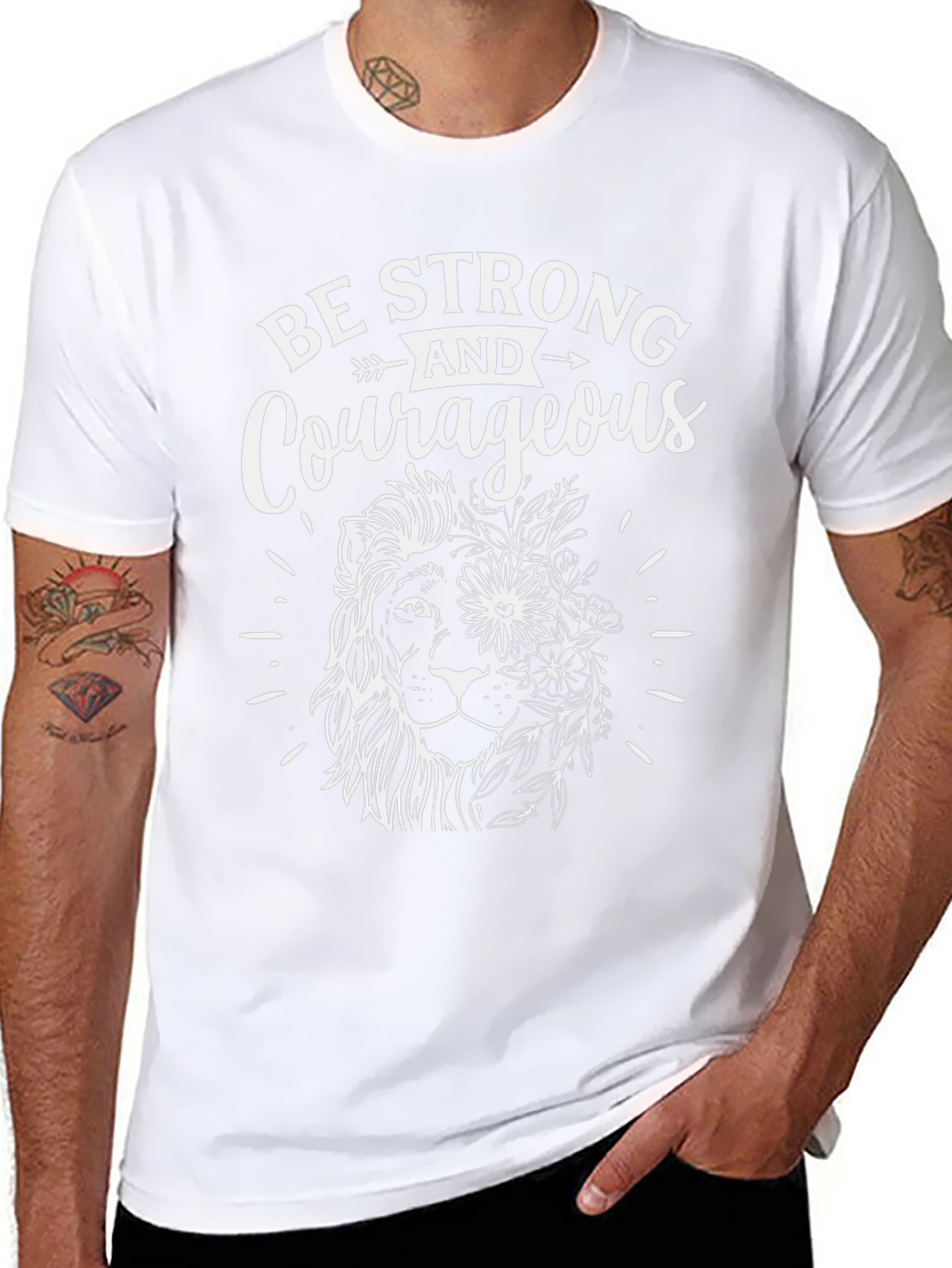 Be Strong & Courageous Lion Graphic Tee