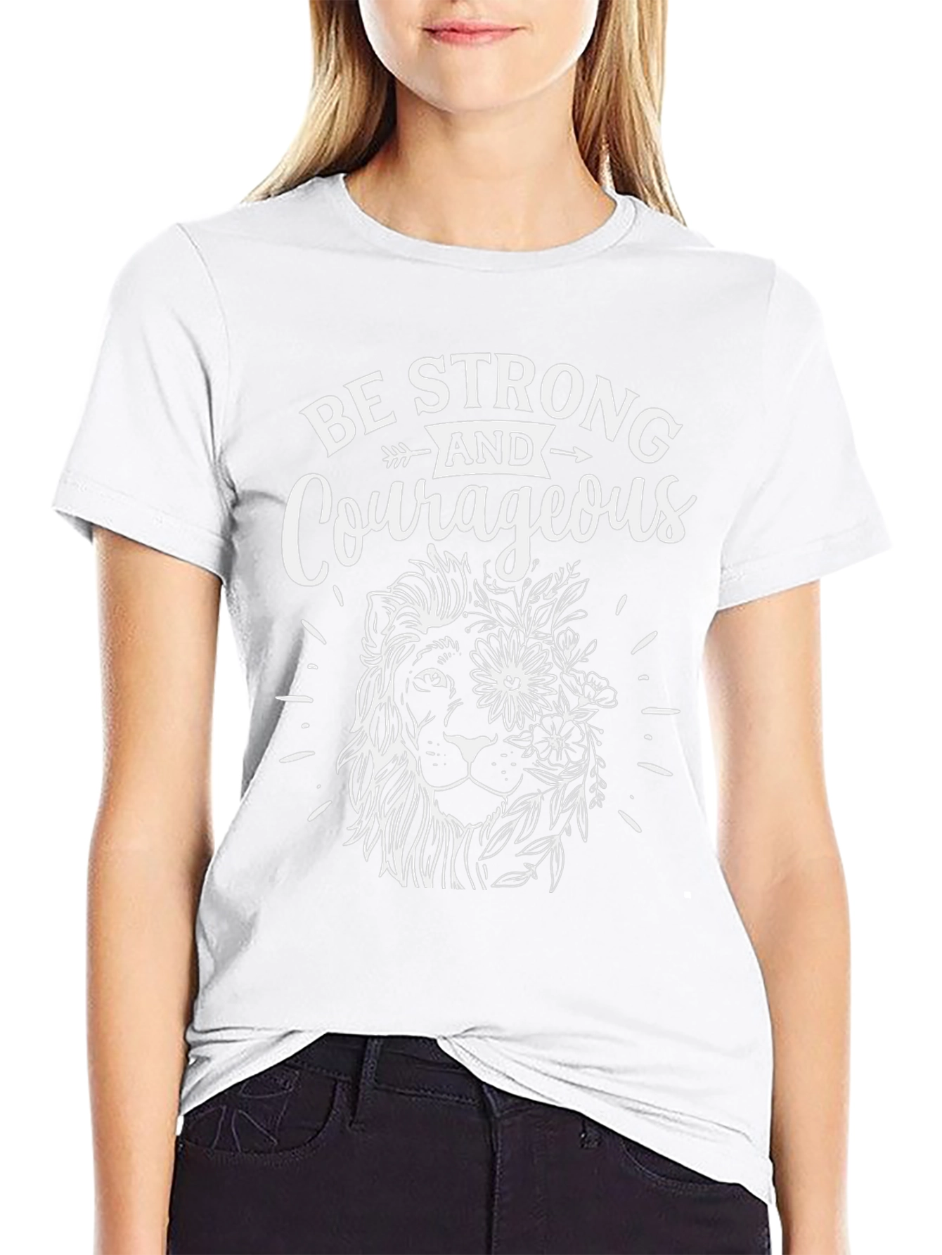 Be Strong & Courageous Lion Graphic Tee