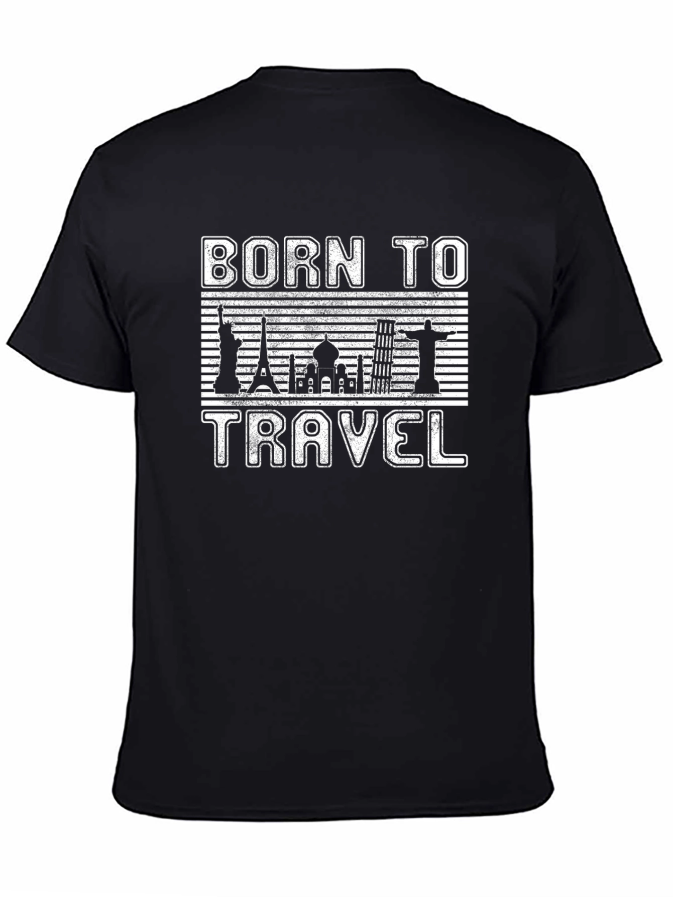 Born to Travel Black Graphic T-Shirt