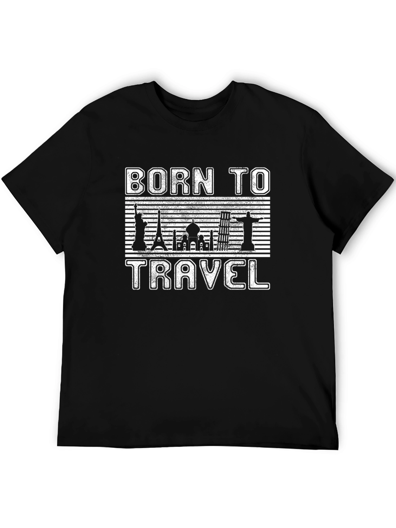 Born to Travel Black Graphic T-Shirt
