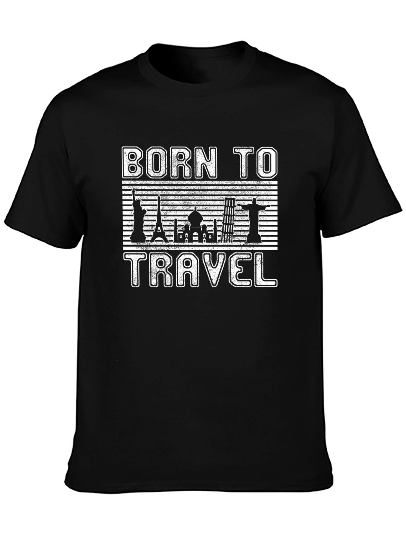 Born to Travel Black Graphic T-Shirt