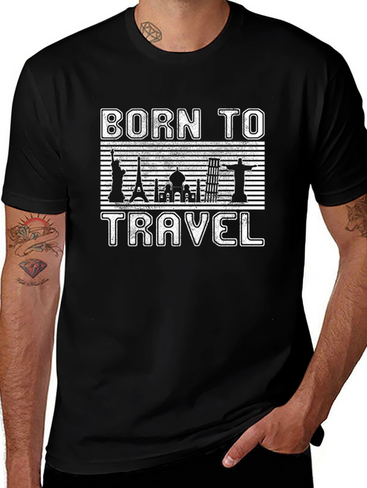 Born to Travel Black Graphic T-Shirt