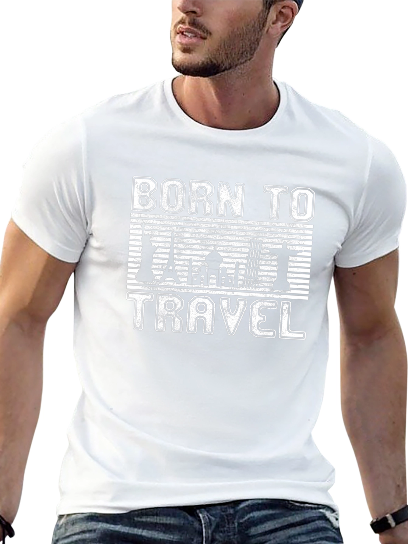 Born to Travel Black Graphic T-Shirt