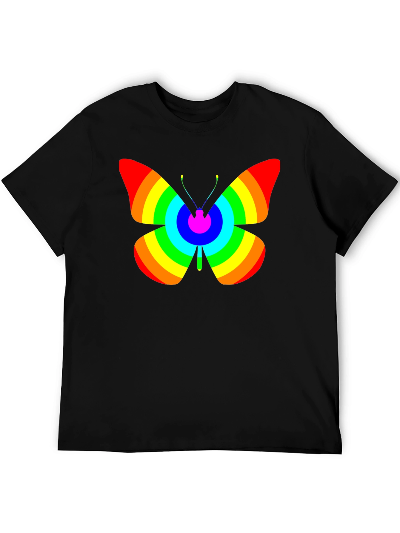 Rainbow Butterfly Graphic Tee - Classic Black T-Shirt