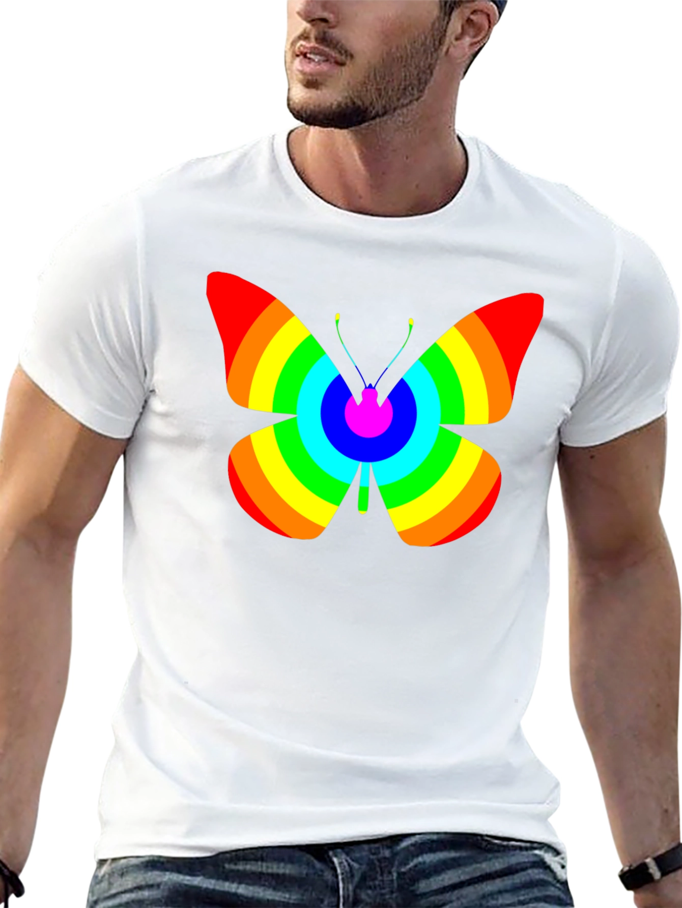 Rainbow Butterfly Graphic Tee - Classic Black T-Shirt