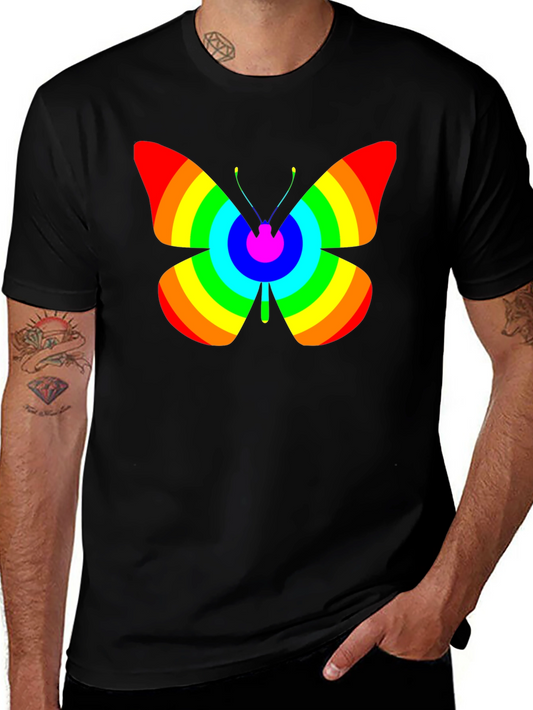 Rainbow Butterfly Graphic Tee - Classic Black T-Shirt