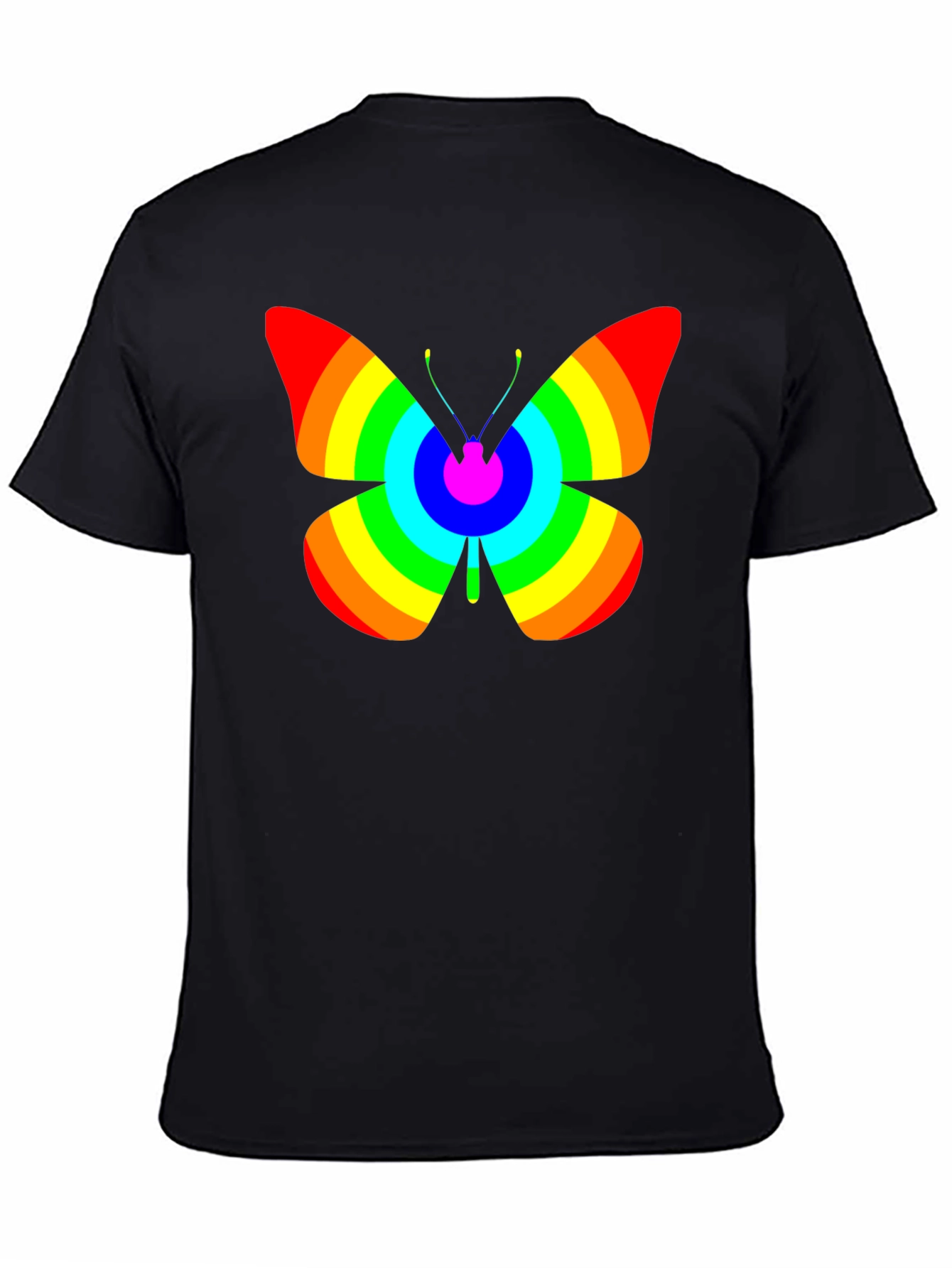 Rainbow Butterfly Graphic Tee - Classic Black T-Shirt
