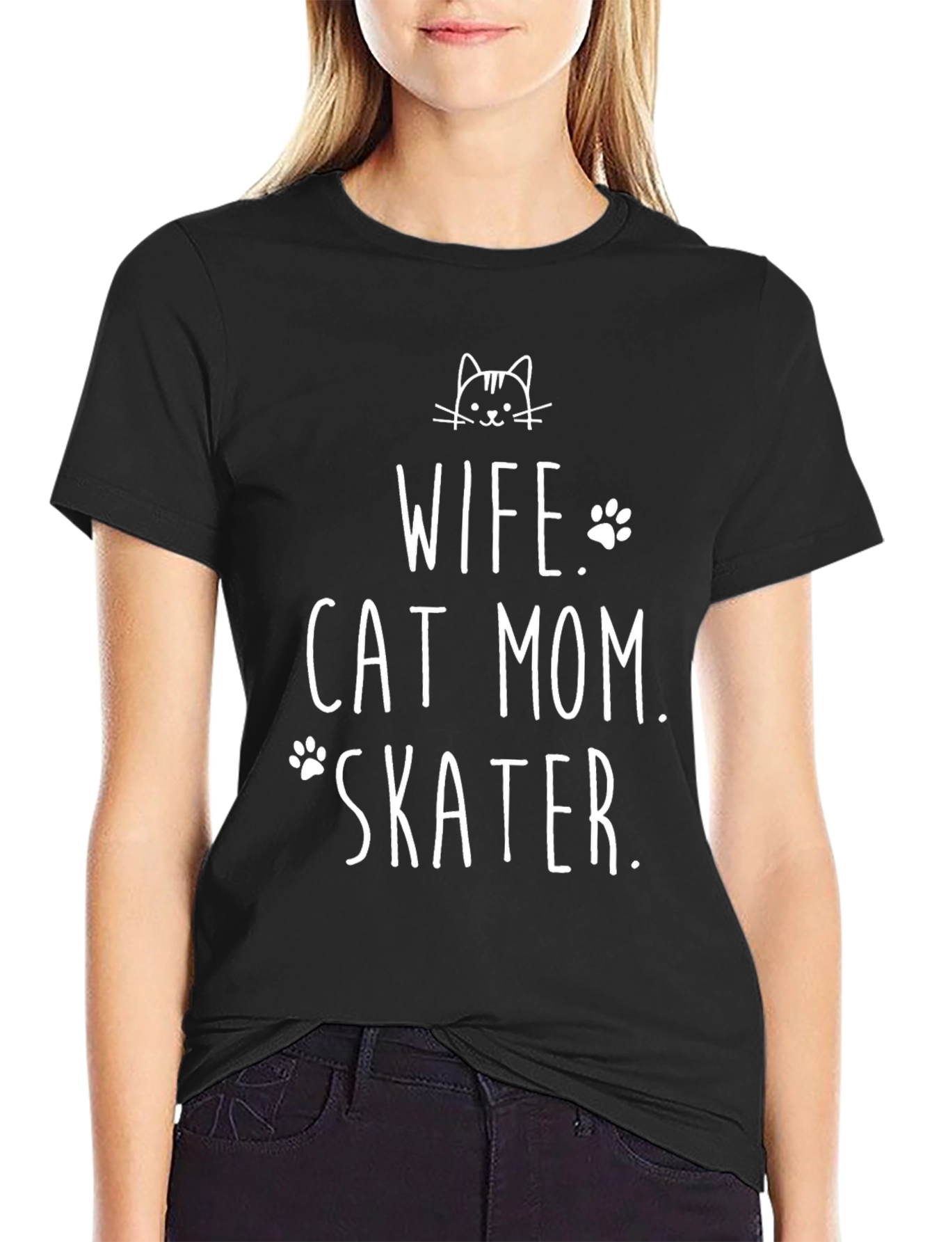 Wife Cat Mom Skater Tee