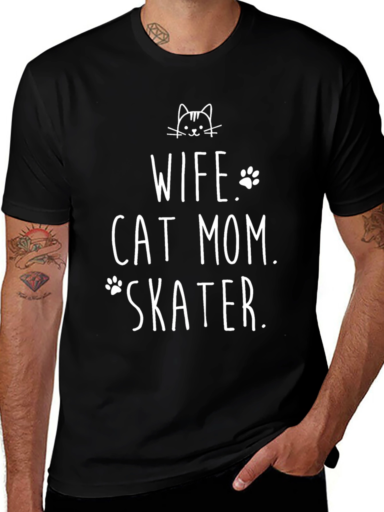 Wife Cat Mom Skater Tee