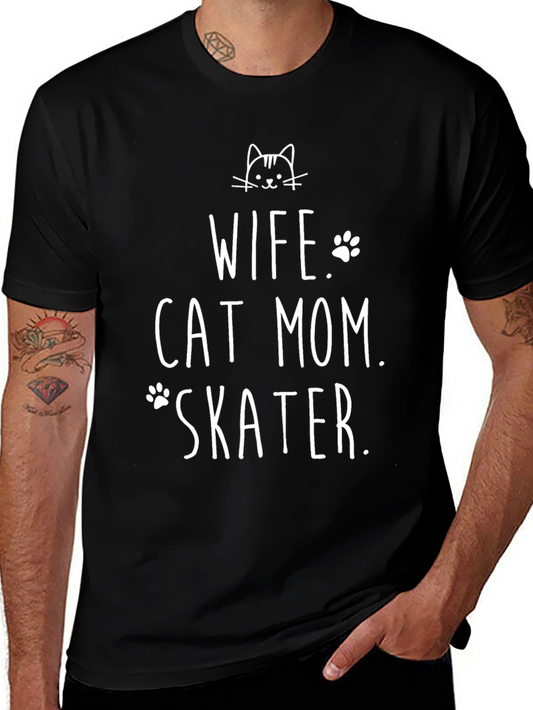 Wife Cat Mom Skater Tee