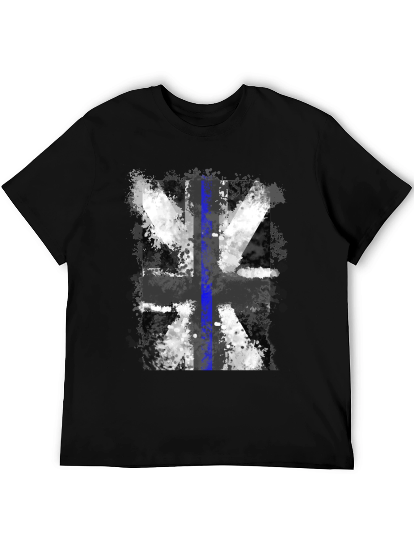 Distressed UK Flag Tee: Blue Line Support