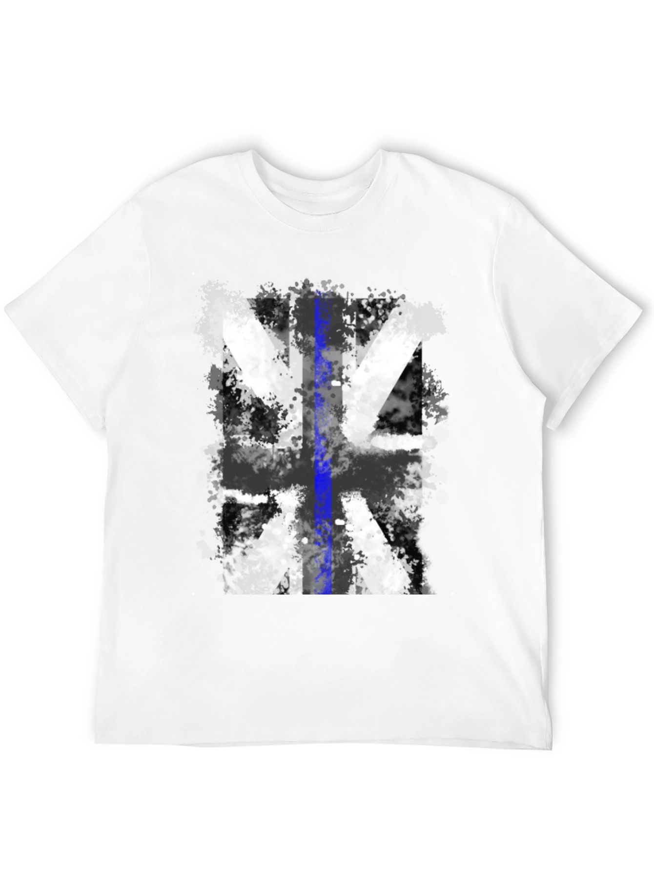 Distressed UK Flag Tee: Blue Line Support