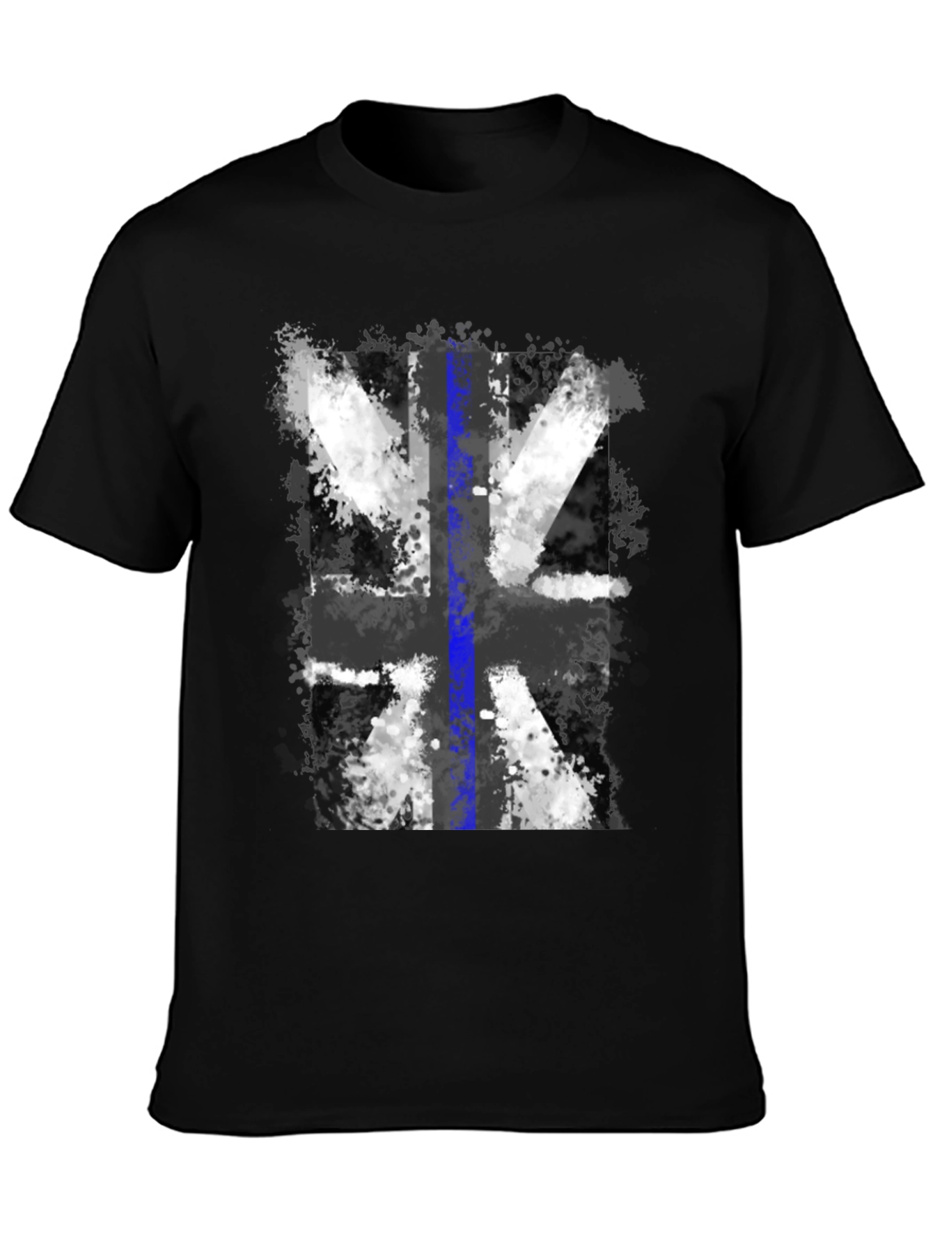 Distressed UK Flag Tee: Blue Line Support
