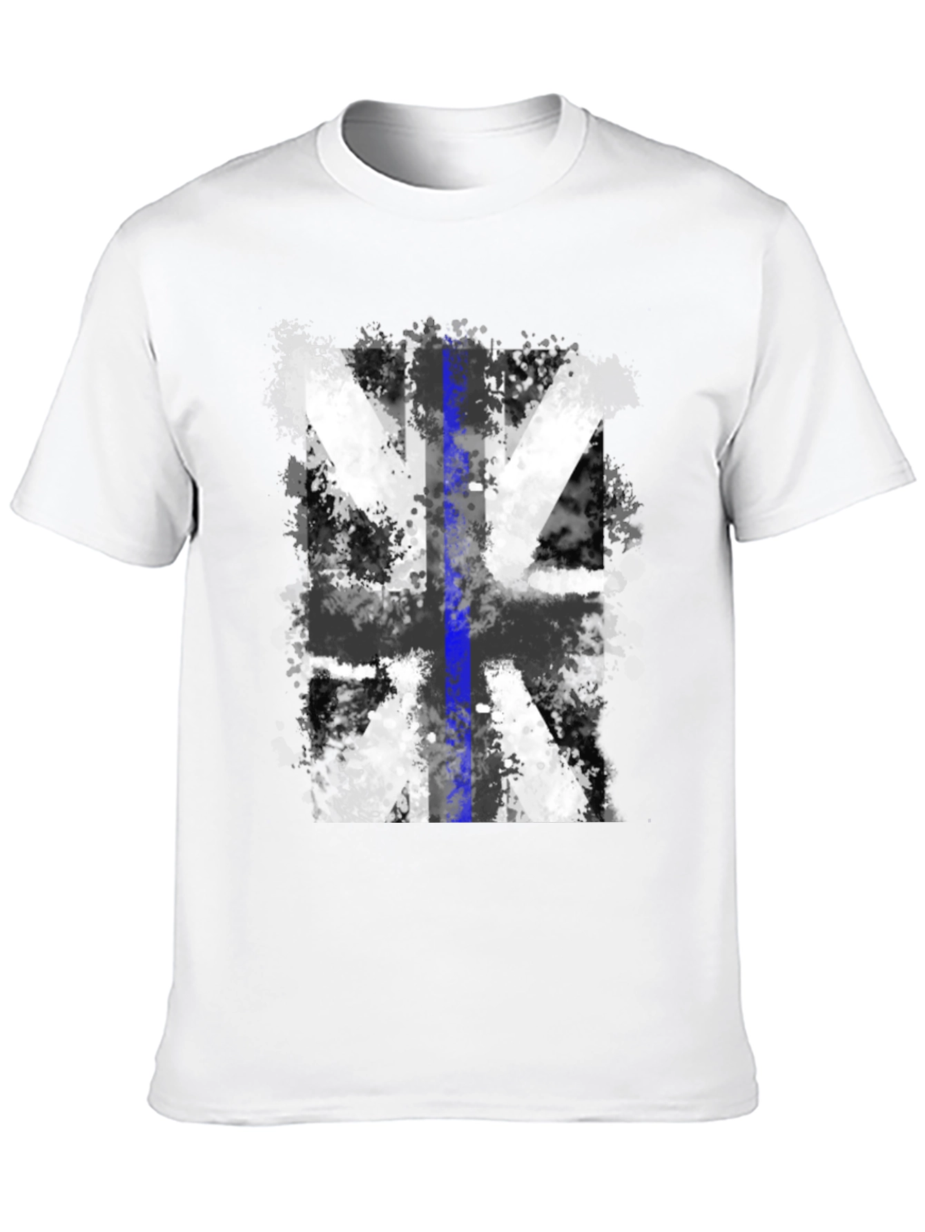 Distressed UK Flag Tee: Blue Line Support