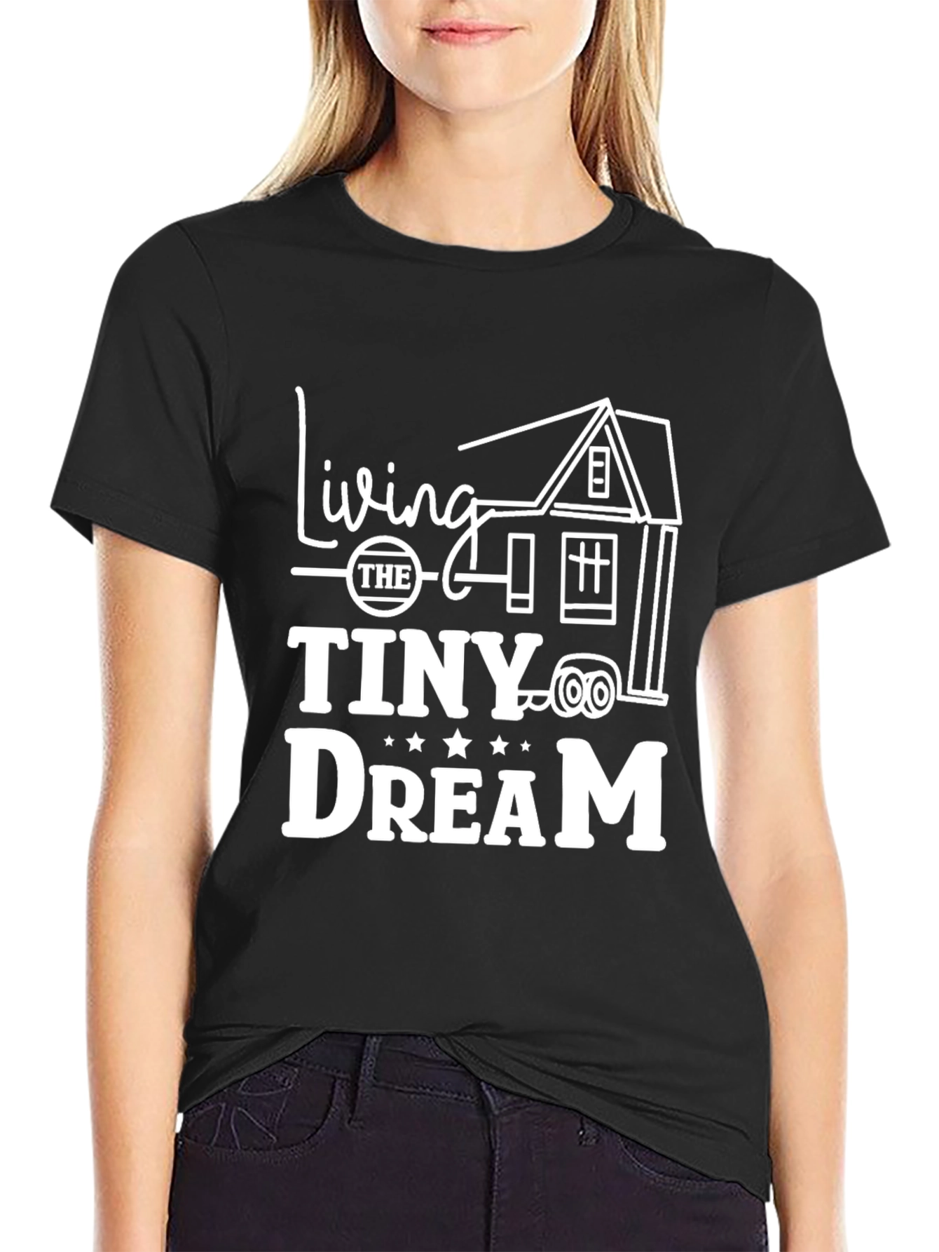 Living the Tiny Dream Black Graphic T-Shirt