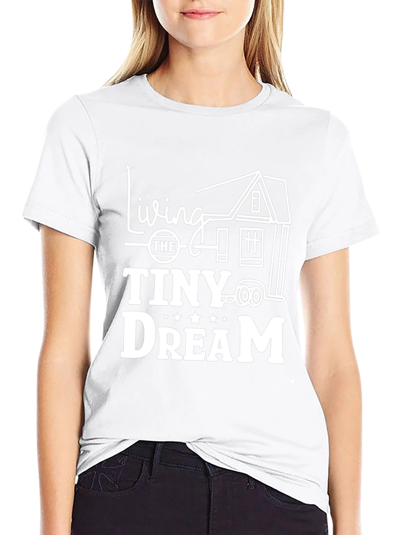 Living the Tiny Dream Black Graphic T-Shirt
