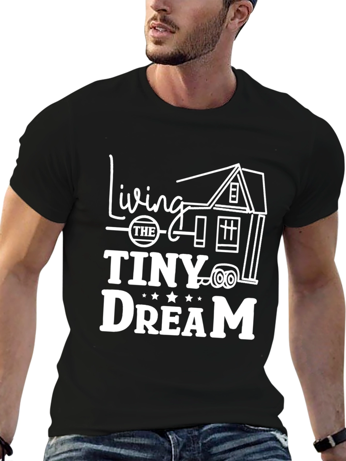 Living the Tiny Dream Black Graphic T-Shirt