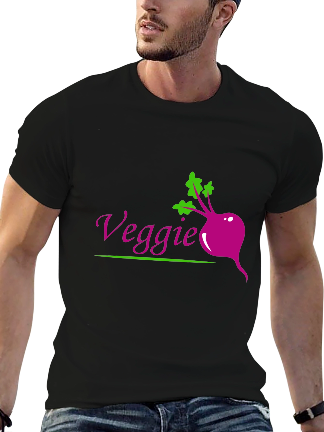 Veggie Beet Graphic Tee - Black Casual T-Shirt