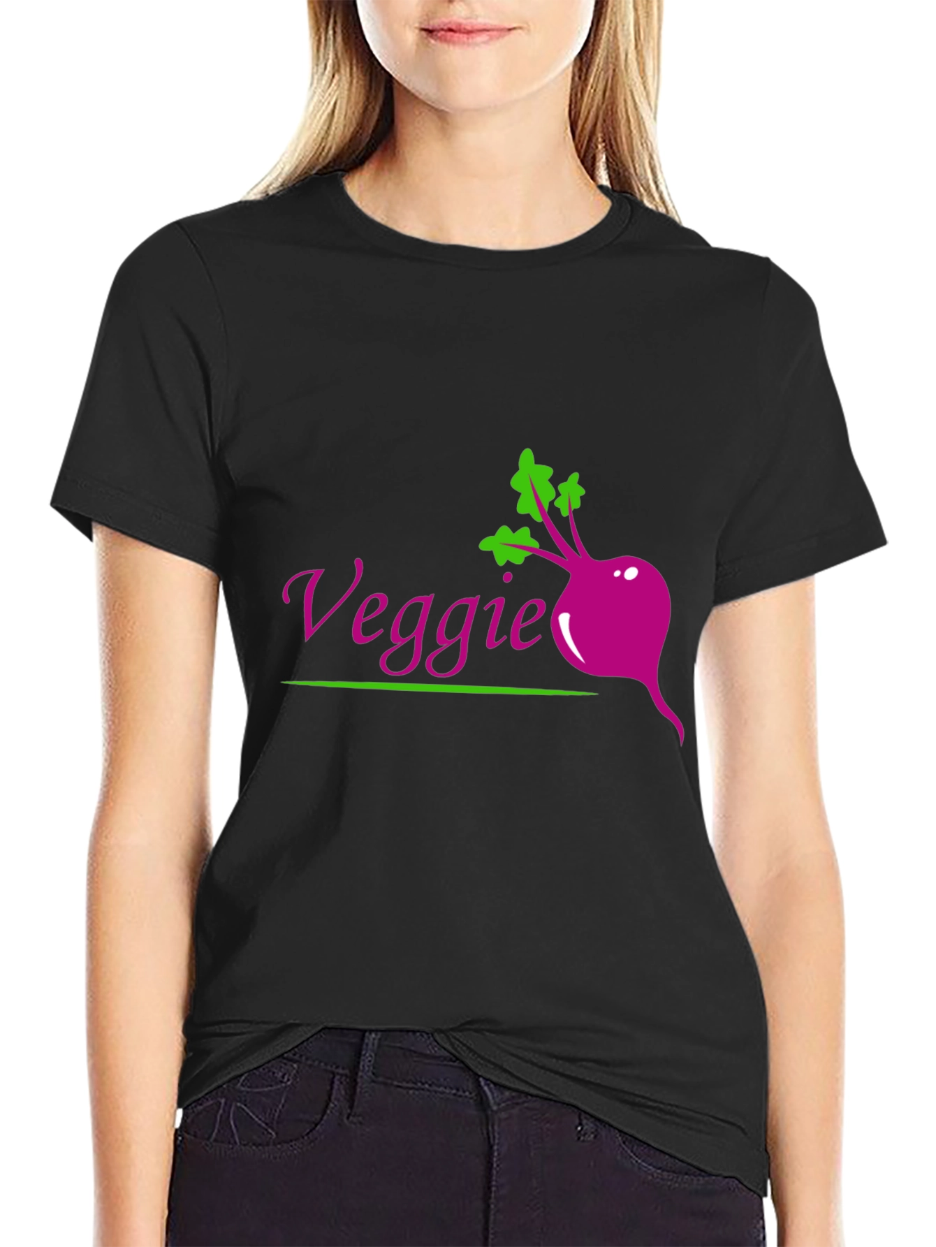 Veggie Beet Graphic Tee - Black Casual T-Shirt