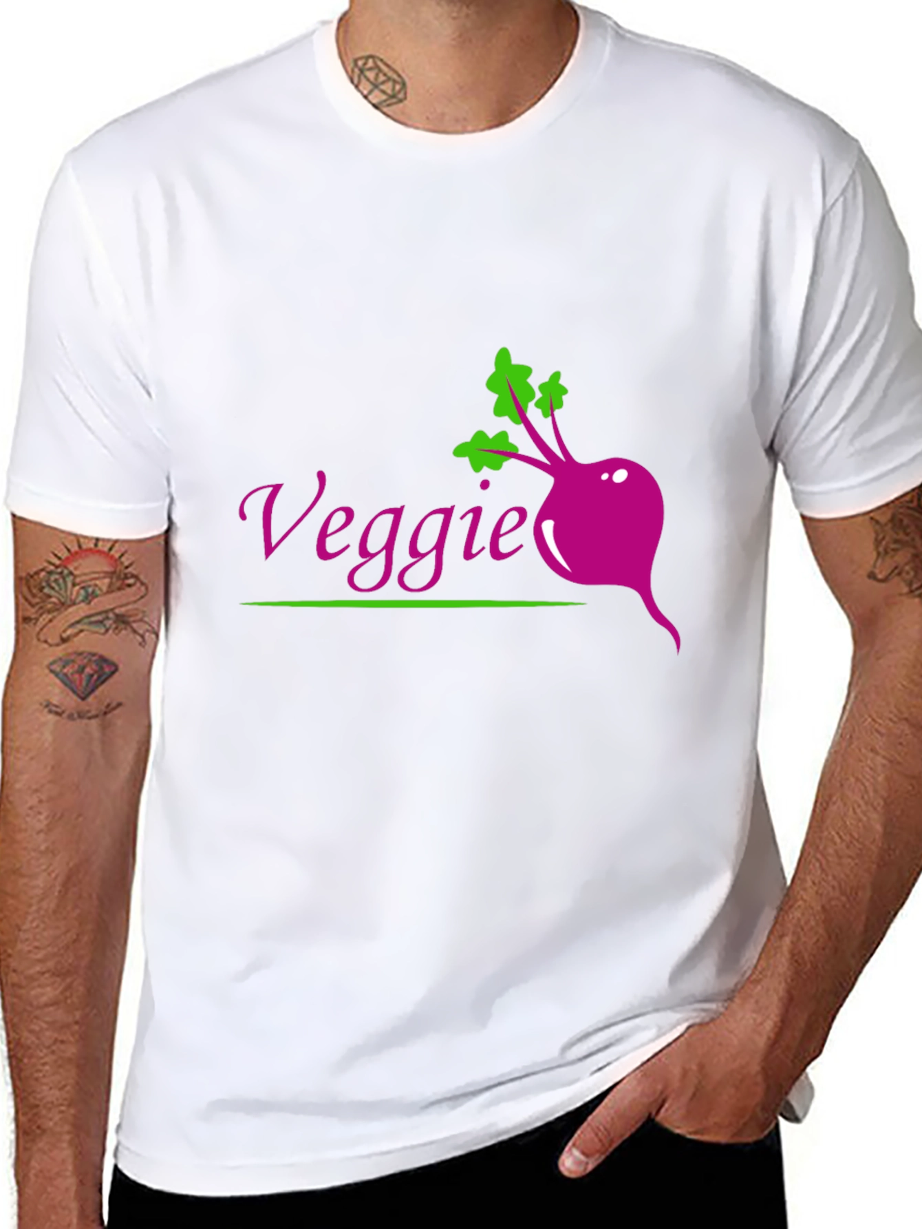 Veggie Beet Graphic Tee - Black Casual T-Shirt