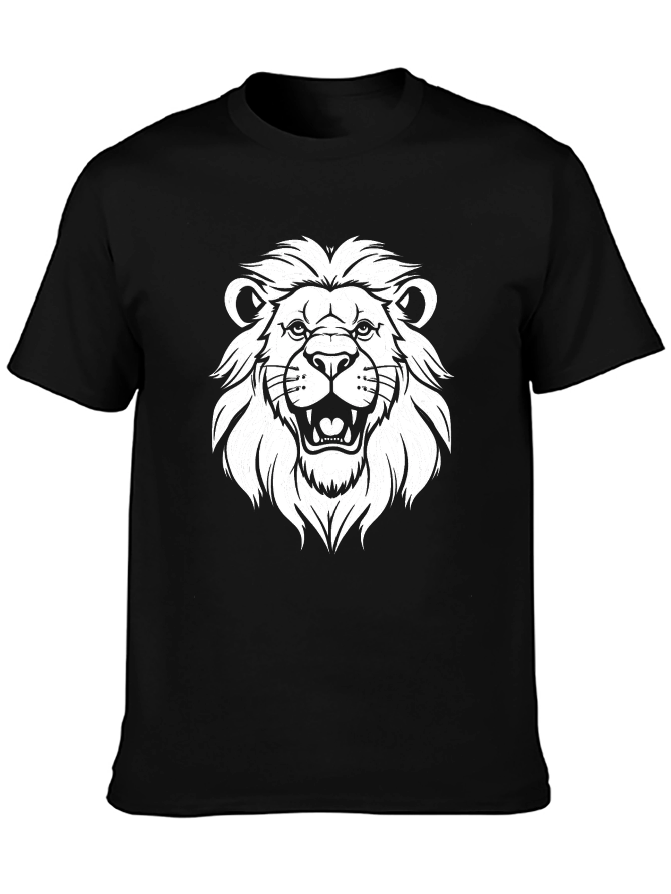 Lion Graphic Tee - Black Cotton T-Shirt
