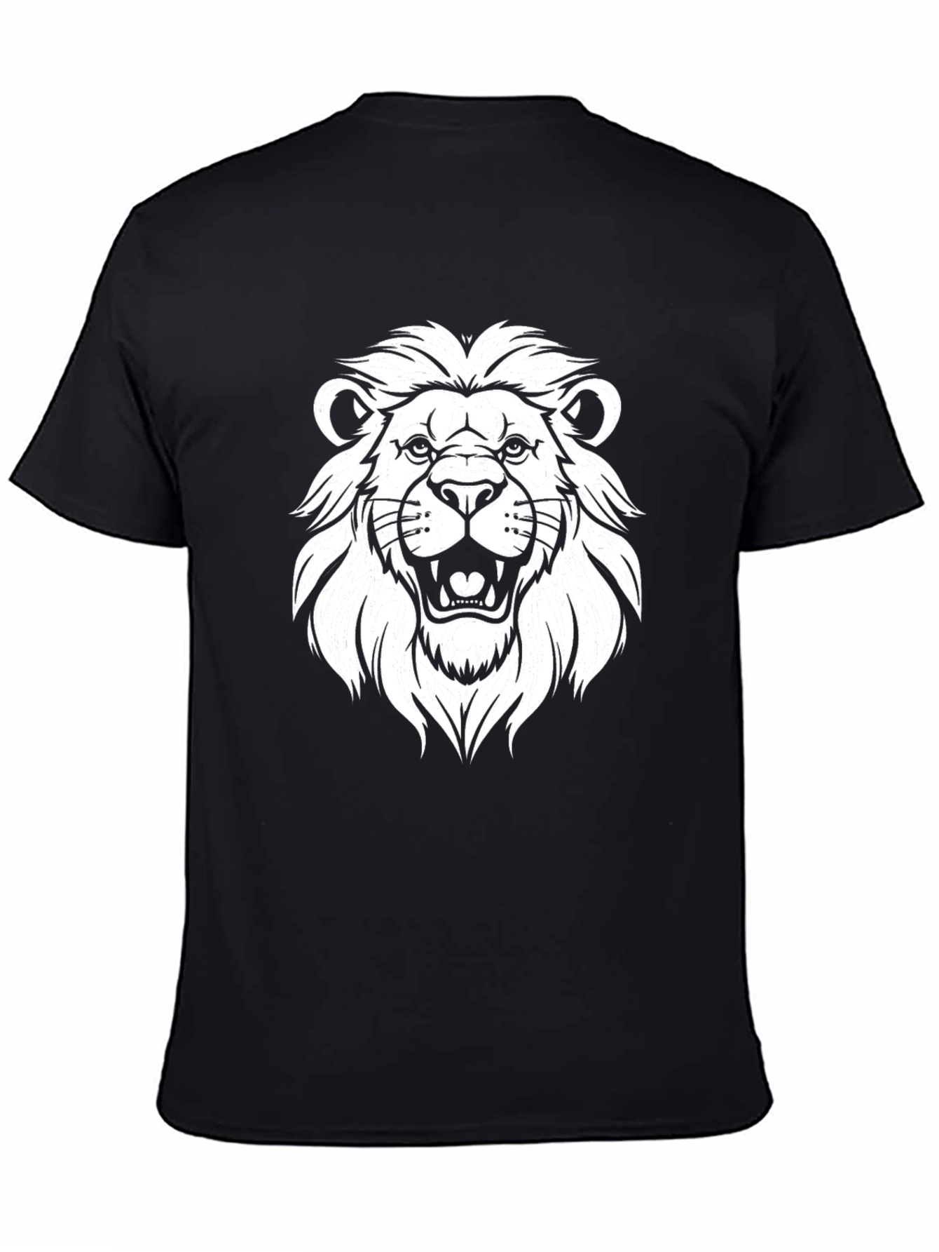 Lion Graphic Tee - Black Cotton T-Shirt