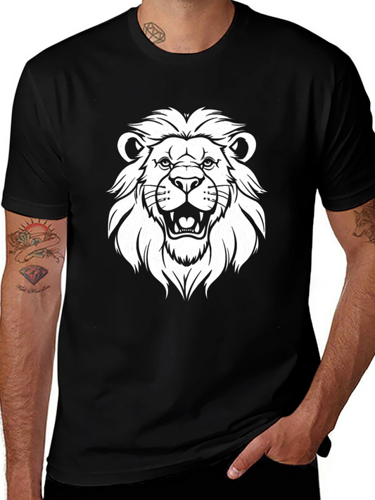 Lion Graphic Tee - Black Cotton T-Shirt