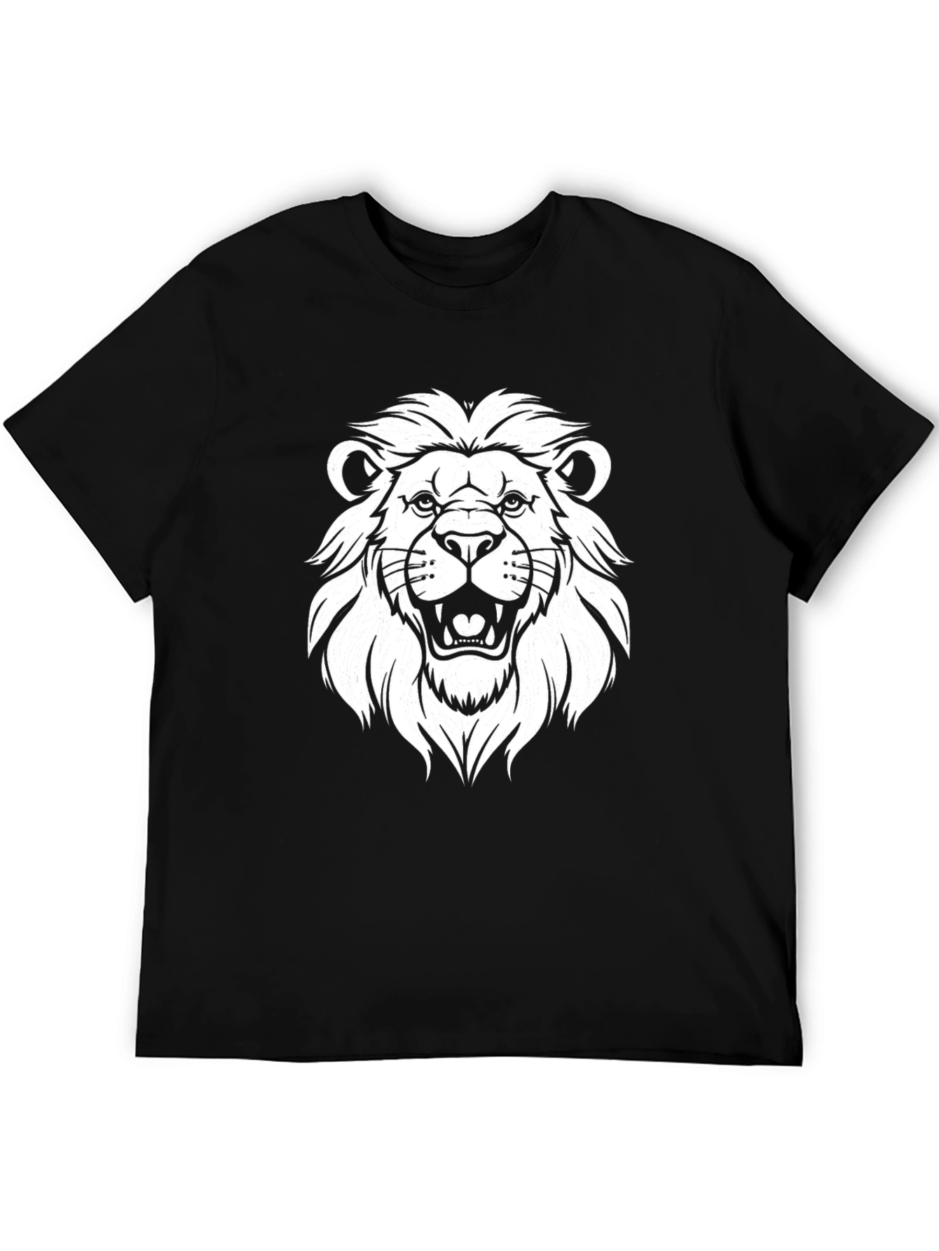 Lion Graphic Tee - Black Cotton T-Shirt