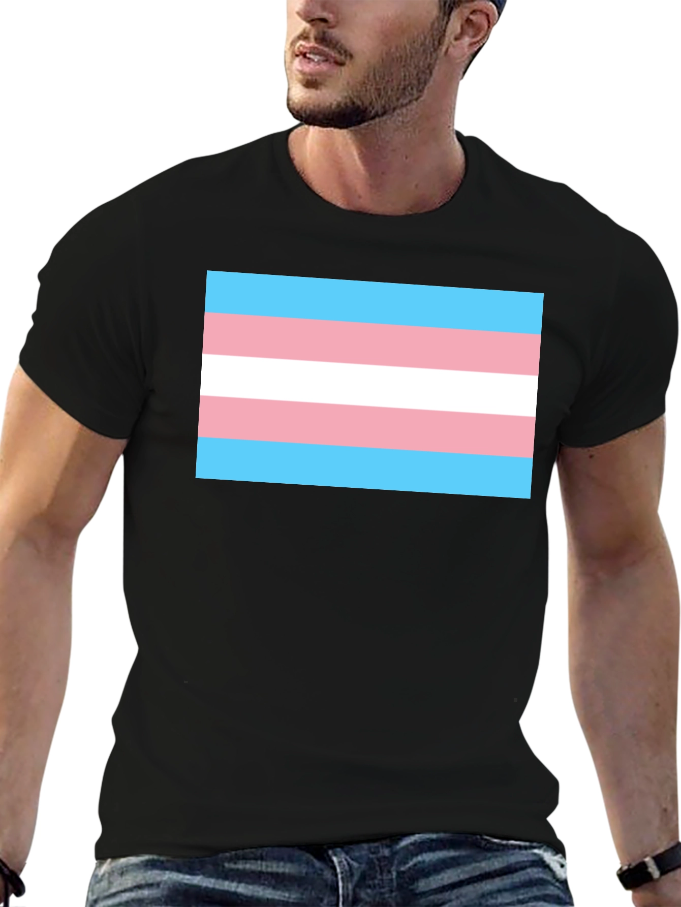 Transgender Pride Flag T-Shirt - Black Unisex Tee