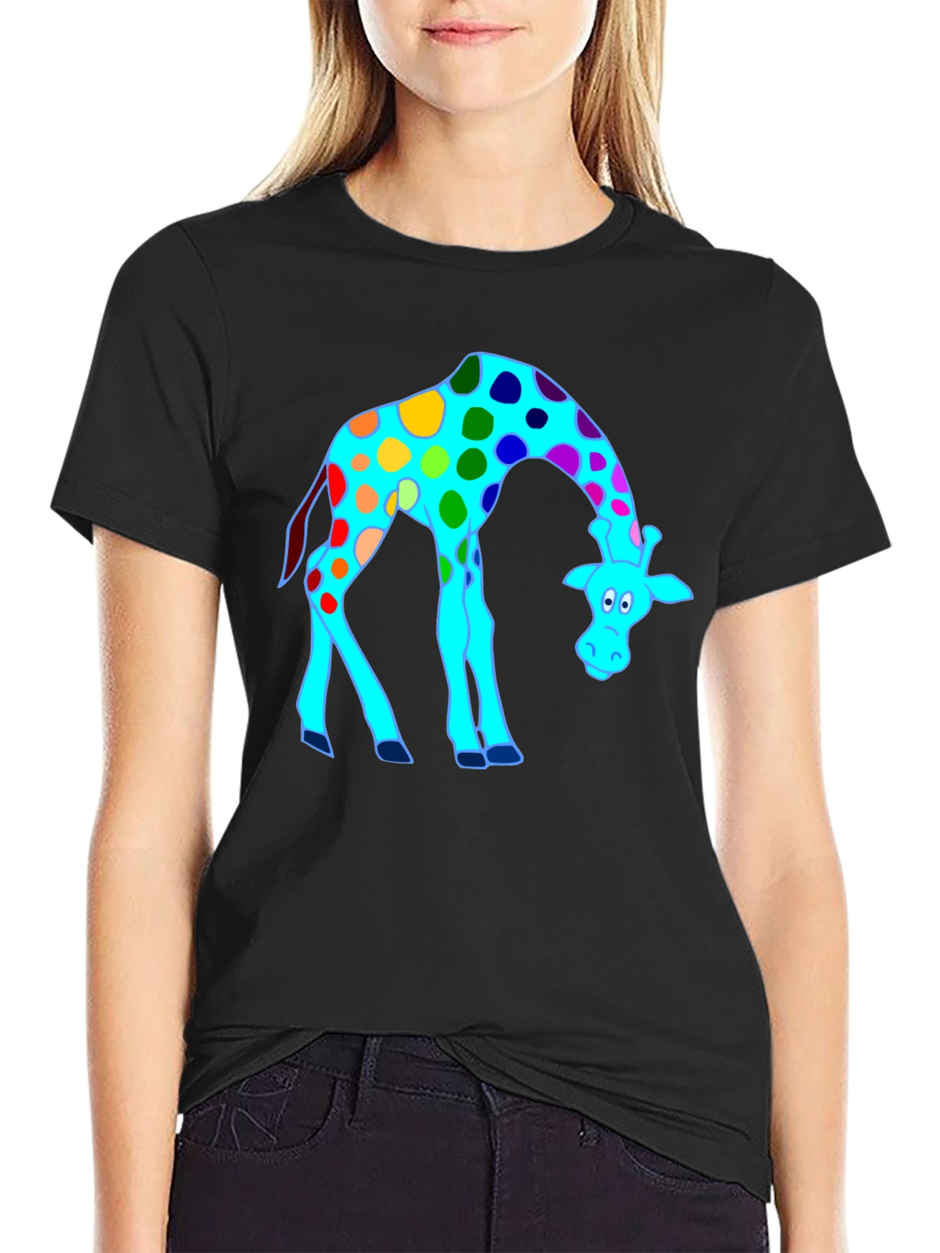 Funky Giraffe Black T-Shirt