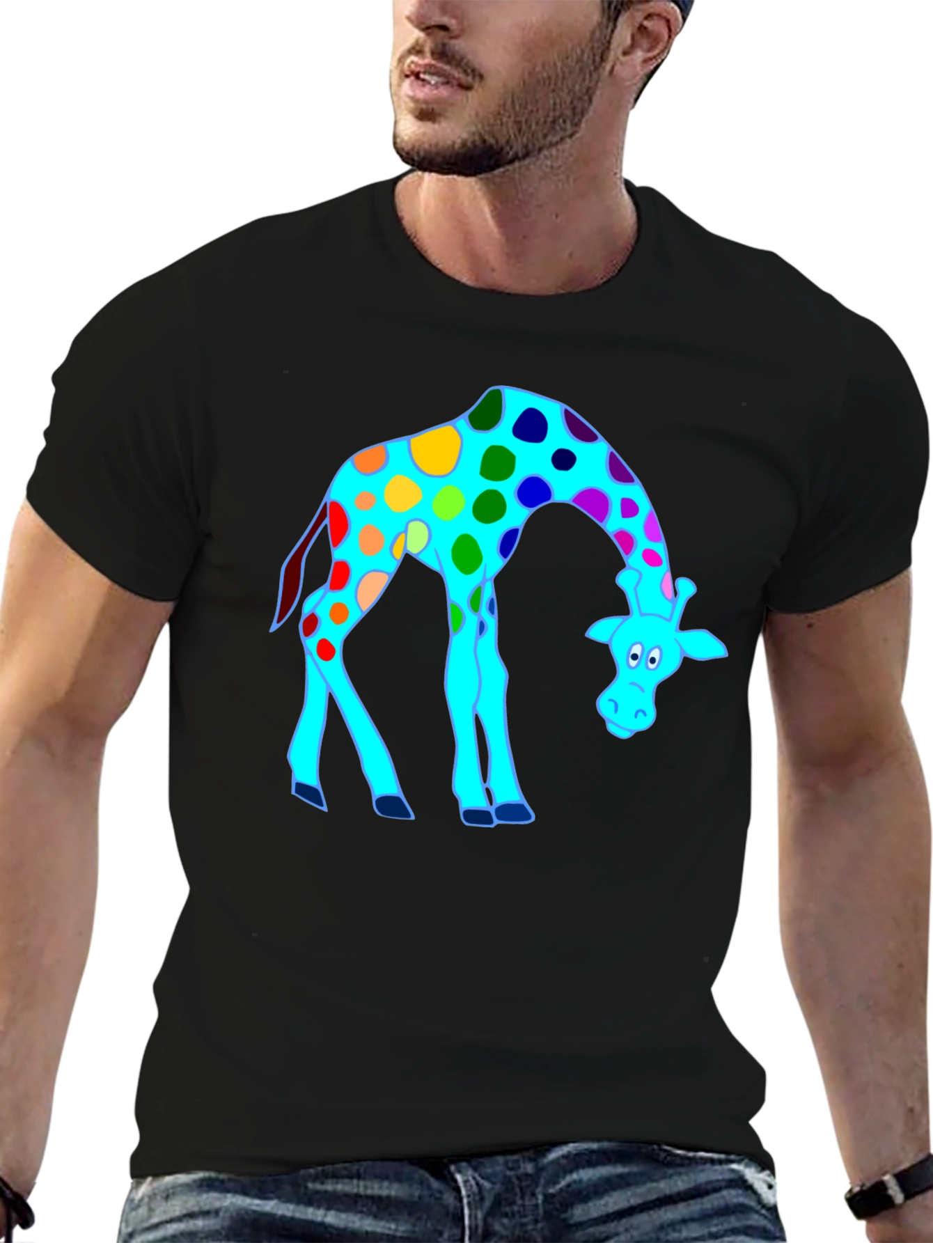 Funky Giraffe Black T-Shirt