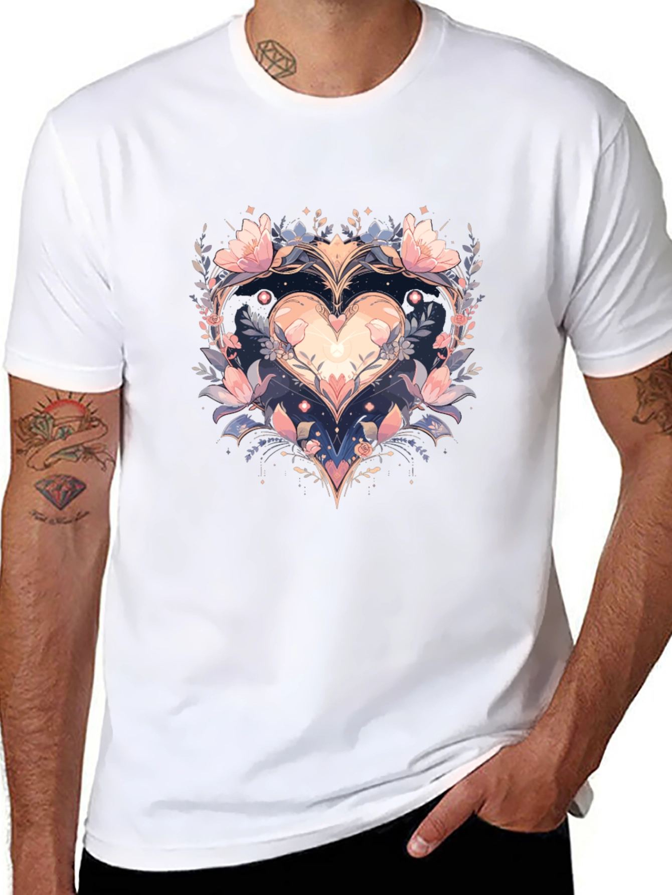 Floral Heart Graphic Tee - Stylish Comfort
