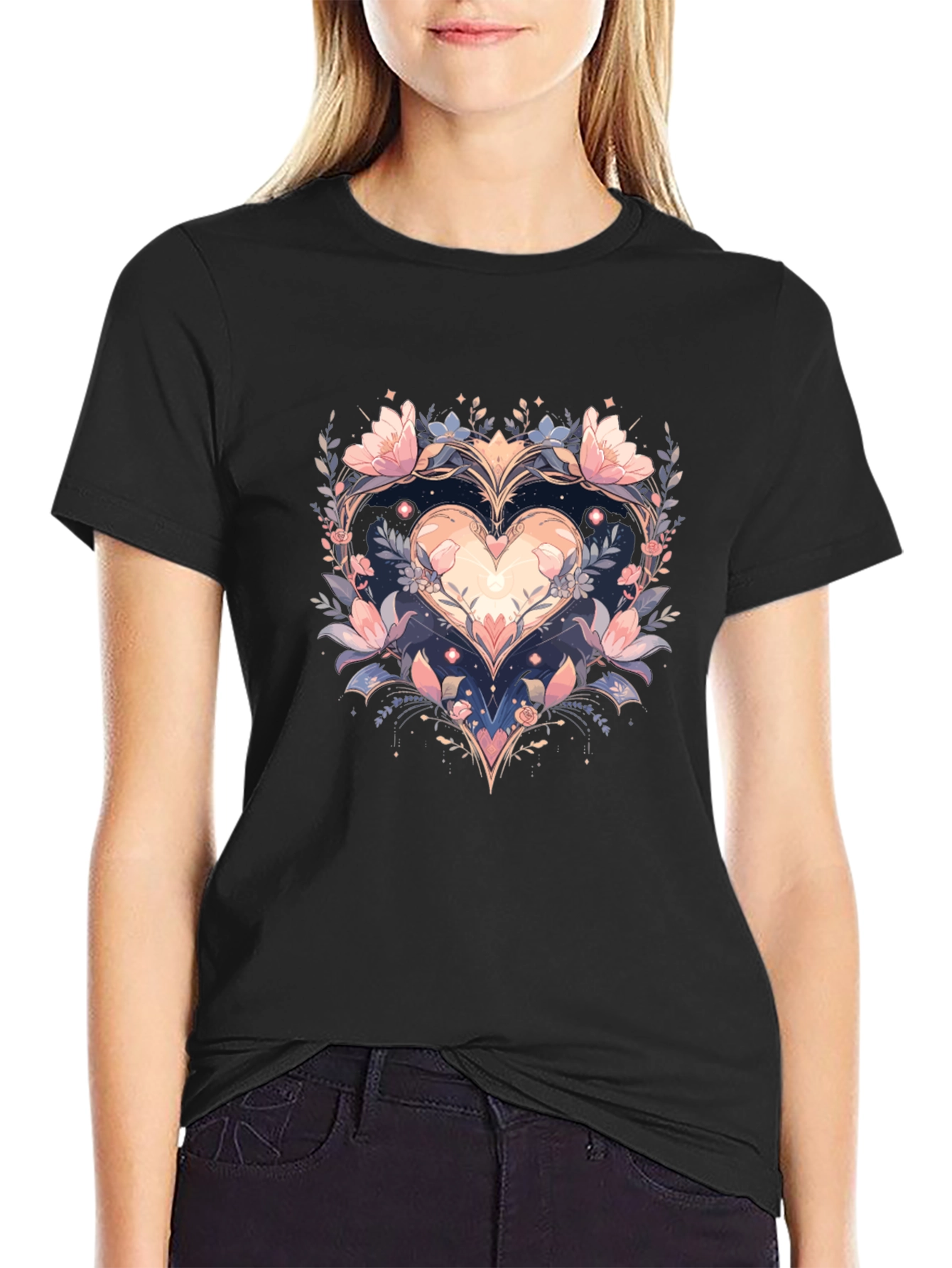 Floral Heart Graphic Tee - Stylish Comfort