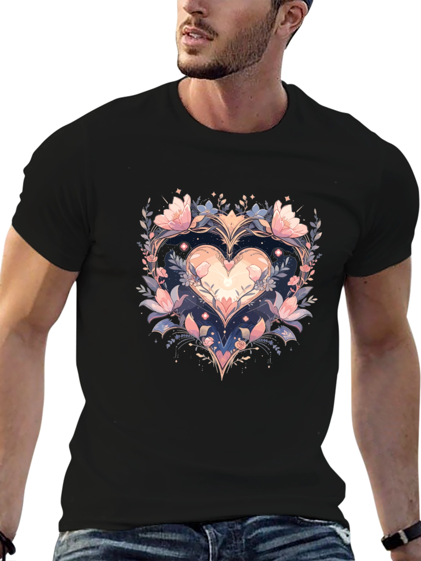 Floral Heart Graphic Tee - Stylish Comfort