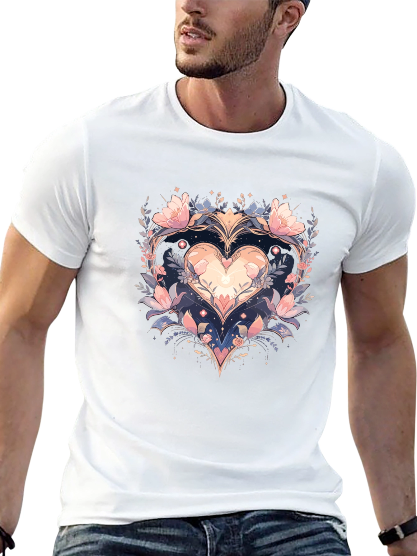 Floral Heart Graphic Tee - Stylish Comfort