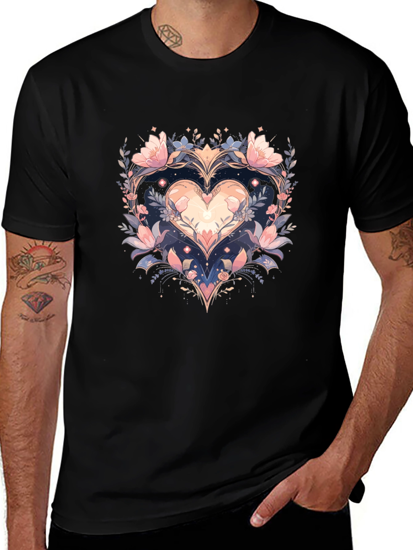 Floral Heart Graphic Tee - Stylish Comfort