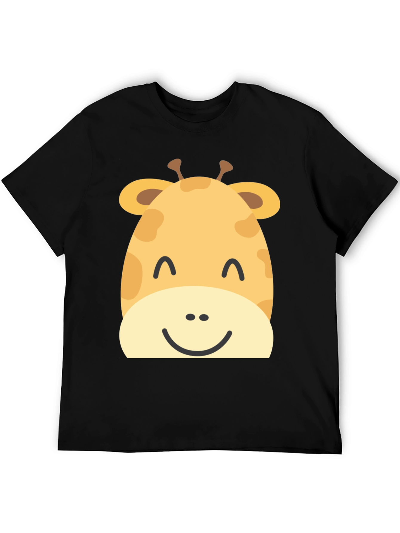 Cute Giraffe Graphic Print Black T-Shirt