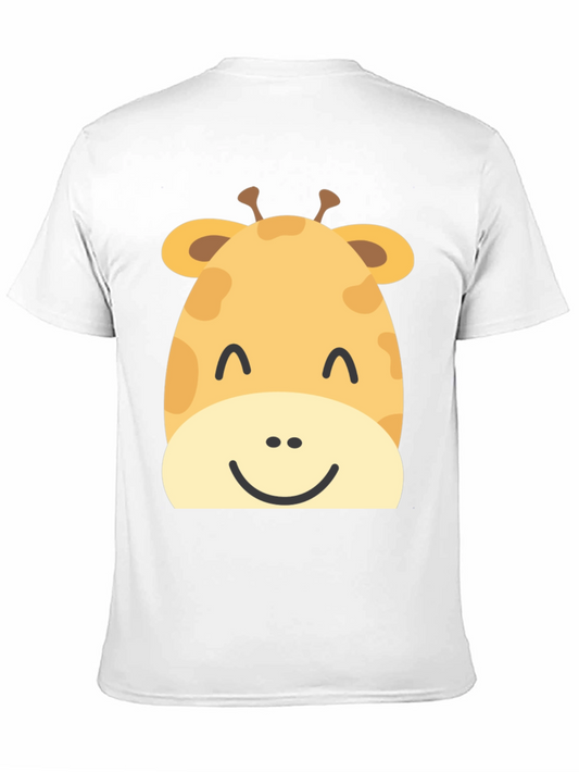Cute Giraffe Graphic Print Black T-Shirt